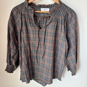 Carly Jean Gray Plaid Women's Top